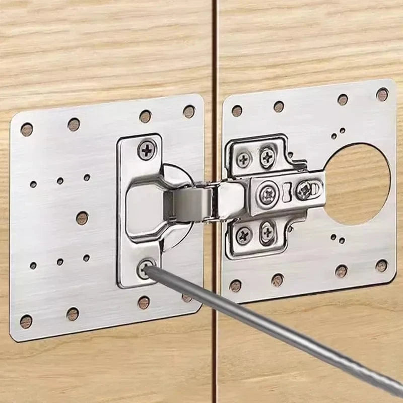 Shada 4PCS A Stainless Steel Cabinet Hinge Repair Plate Kit for Kitchen Cupboards - Durable and Easy to Install