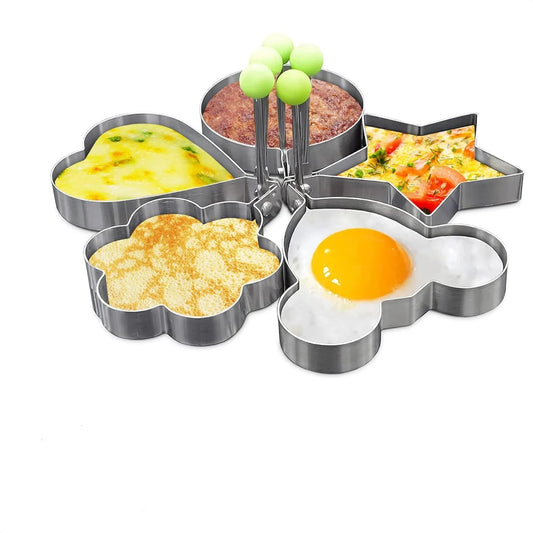 Shada 5pcs Set 5Pcs Stainless Steel Eggs Rings Mold With Handle,Round Non-stick Pancake Omelette Mold For Griddle,Egg Shaper Home Kitchen Items