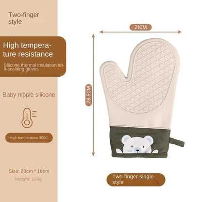 Shada A Silicone heat insulation gloves thickened, non-slip, high temperature oven gloves baking and scalding kitchen hand clamps