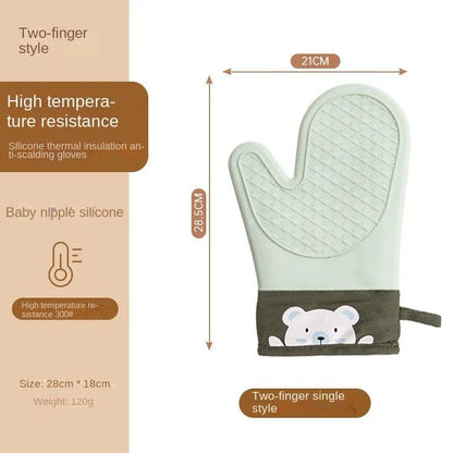 Shada B Silicone heat insulation gloves thickened, non-slip, high temperature oven gloves baking and scalding kitchen hand clamps