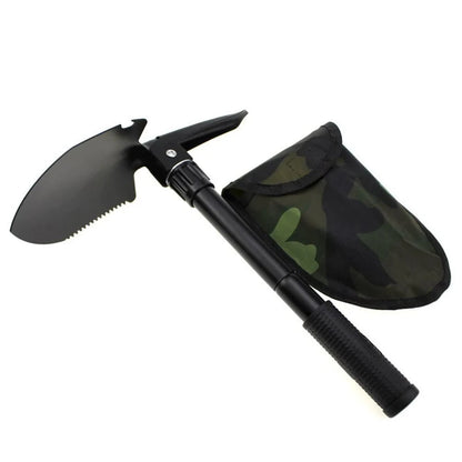 Shada Black Folding Outdoor Garden Shovel Kit - Portable Multifunctional Camping Spade for Weeding and Survival