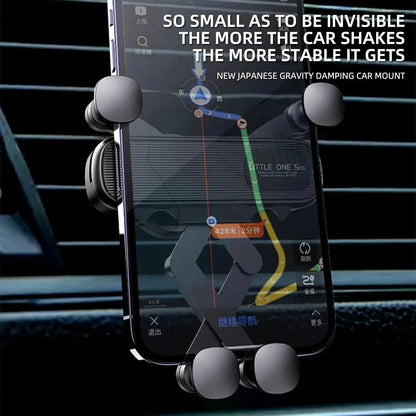 Shada Black Gravity Car Phone Holder - Universal Air Vent Mount for 4.7-7 Inch Smartphones, Shockproof Design
