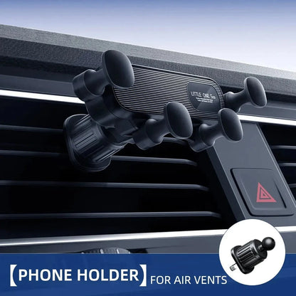 Shada Black Gravity Car Phone Holder - Universal Air Vent Mount for 4.7-7 Inch Smartphones, Shockproof Design