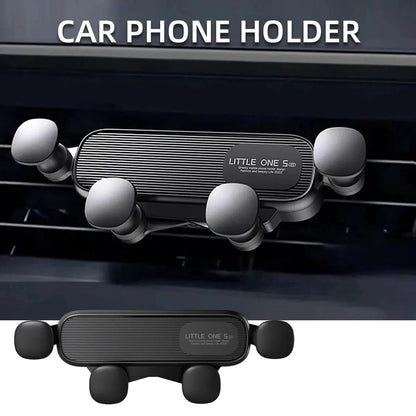Shada Black Gravity Car Phone Holder - Universal Air Vent Mount for 4.7-7 Inch Smartphones, Shockproof Design