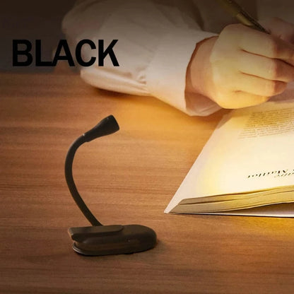 Shada Black Portable USB Rechargeable LED Book Light with Eye Protection - 360° Clip-On Design for Reading