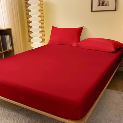 Shada Bright Red / 200x220cm 1 piece of solid color matte bed sheet, solid color bed cover for bedroom, bedding (excluding pillowcases)