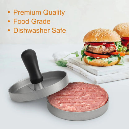 Shada Burger Press Non-Stick Hamburger Patty Maker with Wax Paper Aluminum Burger Maker for Kitchen BBQ Grill