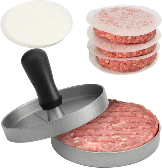 Shada Burger Press Non-Stick Hamburger Patty Maker with Wax Paper Aluminum Burger Maker for Kitchen BBQ Grill