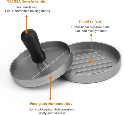 Shada Burger Press Non-Stick Hamburger Patty Maker with Wax Paper Aluminum Burger Maker for Kitchen BBQ Grill
