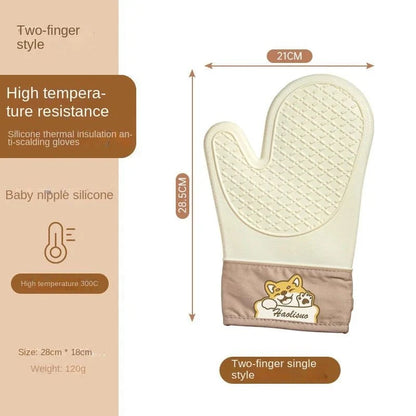 Shada C Silicone heat insulation gloves thickened, non-slip, high temperature oven gloves baking and scalding kitchen hand clamps