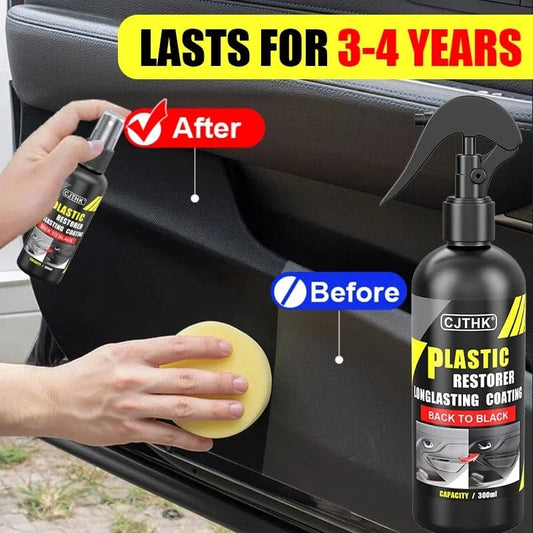 Shada Car Plastic Restorer - Back to Black Gloss Finish Coating, Long-Lasting Leather & Plastic Cleaner