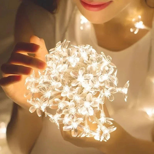 Shada cherry warm / 3m 20leds 1.5-10m Lights LED String Fairy Lights Crystal Cherry Blossom Flower Garland For Indoor Wedding Festival Christmas Party Decors