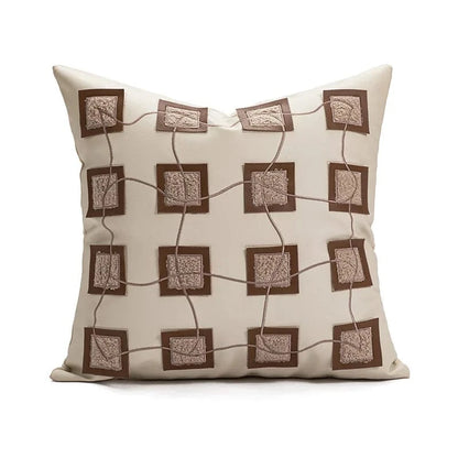 Shada Color 9 (45x45cm) Brown Patchwork Throw Pillow Cover - 30X50/45X45CM Modern Minimalist Decorative Cushion Cover