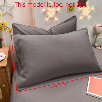 Shada Dark gray / 48x74cm 1 Piece Of Matte Solid Color Pillowcase, Bedroom Pocket Sealed Soft Pillowcase, Bedding