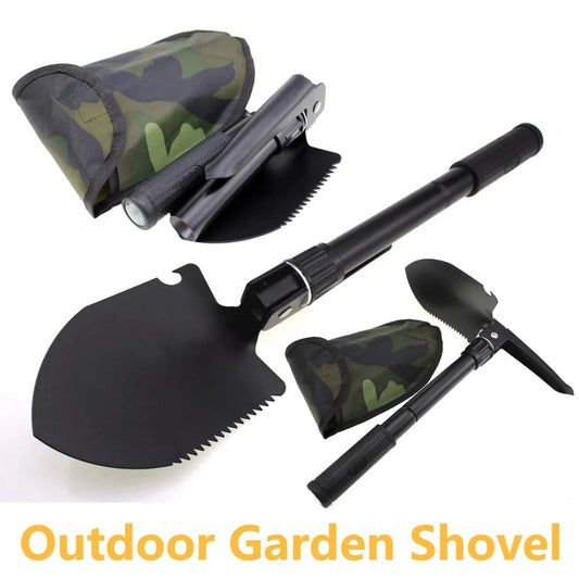 Shada Folding Outdoor Garden Shovel Kit - Portable Multifunctional Camping Spade for Weeding and Survival