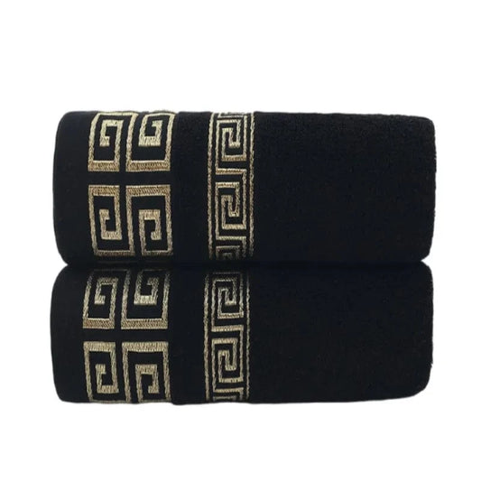 Shada GE black / 34x74cm 2pcs Luxury Black Cotton Towels – Soft, Quick-Dry, Jacquard Design for Elegant Bathroom Use