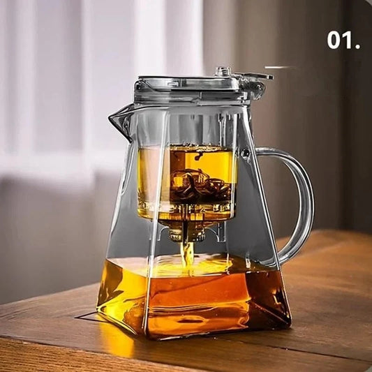 The GIANXI 750ML Glass Teapot Set offers an elegant and functional tea experience. Made from premium borosilicate glass, it keeps tea warm without getting hot to touch. Features a press-down lid for drip-free pouring and a filter for full leaf expansion...