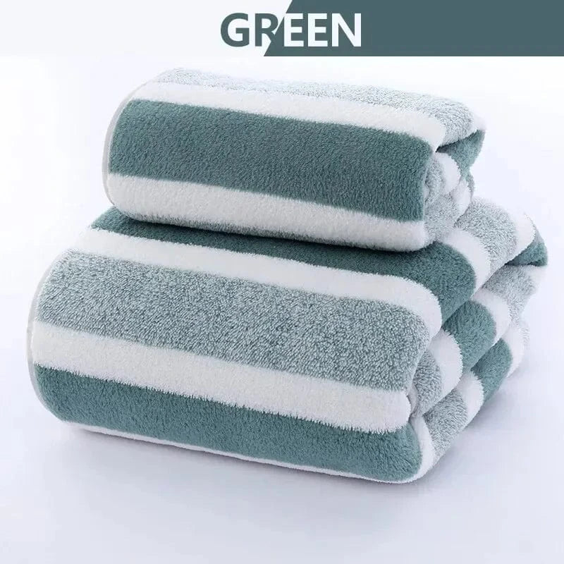 Shada Green / 1pc / 70x140cm Large Absorbent Microfiber Bath Towels for Couples - Soft, Comfortable, Machine Washable