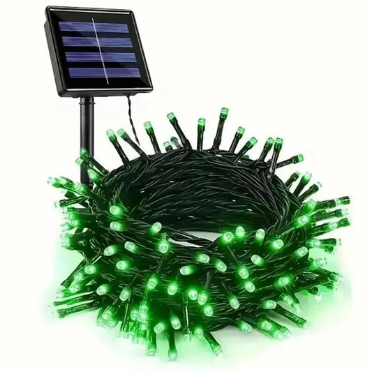 Shada green / 22m 200leds 1pc Solar Powered Green String Lights 8 Lighting Modes Waterproof Outdoor Decoration For Halloween Garden Party Holiday