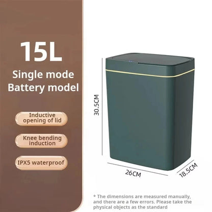 Shada green Smart Sensor Trash Can 15L - Touchless, Waterproof, Induction Design for Home & Bath