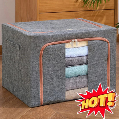 Shada Light Grey 24L Foldable Quilt Storage Bag with Metal Frame | Dust-proof