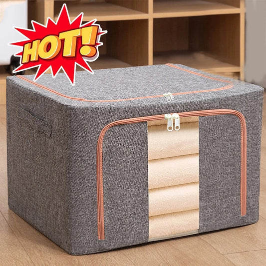 Shada Light Grey 24L Foldable Quilt Storage Bag with Metal Frame | Dust-proof