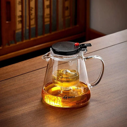 The GIANXI 750ML Glass Teapot Set offers an elegant and functional tea experience. Made from premium borosilicate glass, it keeps tea warm without getting hot to touch. Features a press-down lid for drip-free pouring and a filter for full leaf expansion...