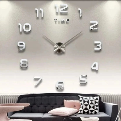 Shada Modern 40Cm Large Wall Clock, DIY 2D Acrylic Mirror Stickers for Living Room Decoration