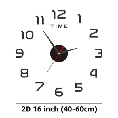 Shada Modern 40Cm Large Wall Clock, DIY 2D Acrylic Mirror Stickers for Living Room Decoration