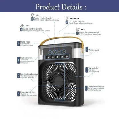 Shada New 3 In 1 Fan AIr Conditioner Household Small Air Cooler LED Night Light Portable Humidifier Air Adjustment Fan Office Home Fan