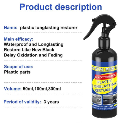 Shada Plastic Restorer Back To Black Gloss - Auto Polish & Repair Coating for Leather and Upholstery