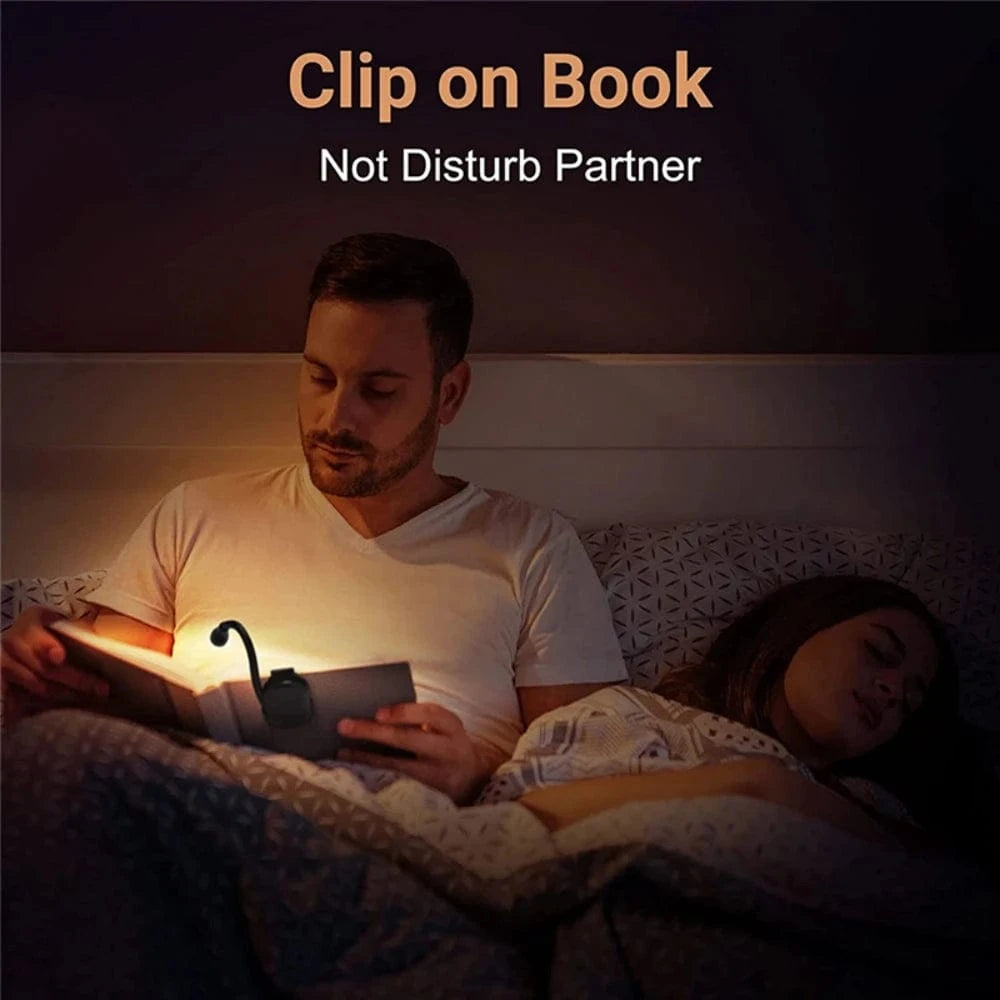 Shada Portable USB Rechargeable LED Book Light with Eye Protection - 360° Clip-On Design for Reading