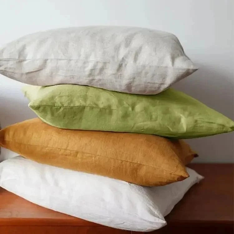 Shada Premium 100% Linen Pillowcase - Soft, Comfortable Cushion Cover with Invisible Zipper for Home Decor