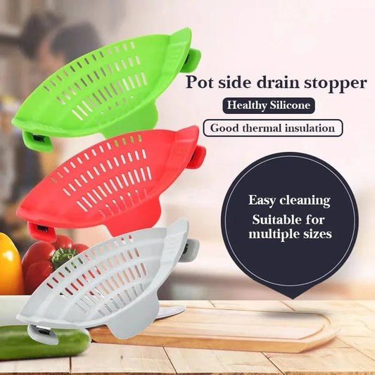Shada Silicone Clip-On Pot Strainer, Eco-Friendly Multi-Use Anti-Spill Pasta Colander