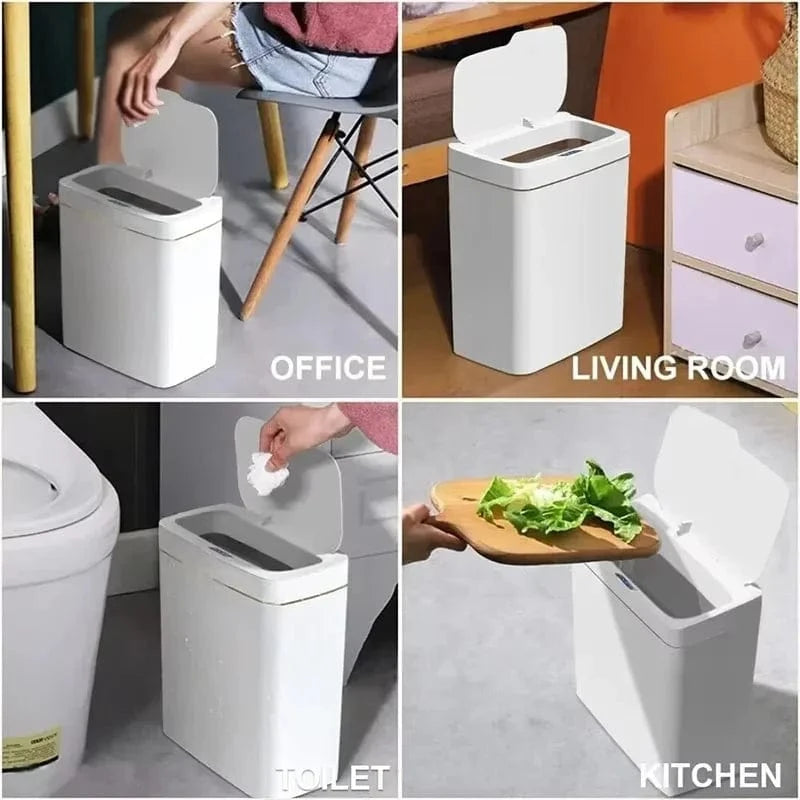 Shada Smart Sensor Trash Can 15L - Touchless, Waterproof, Induction Design for Home & Bath