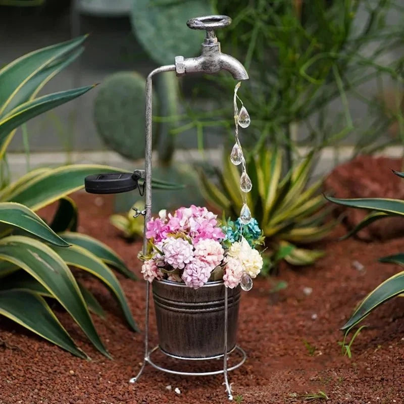 Shada Solar Watering Tap Lights Led Iron Planter Lantern Waterproof Yard Outdoor Garden Decoration Outdoor Landscape Stopcock Lamp
