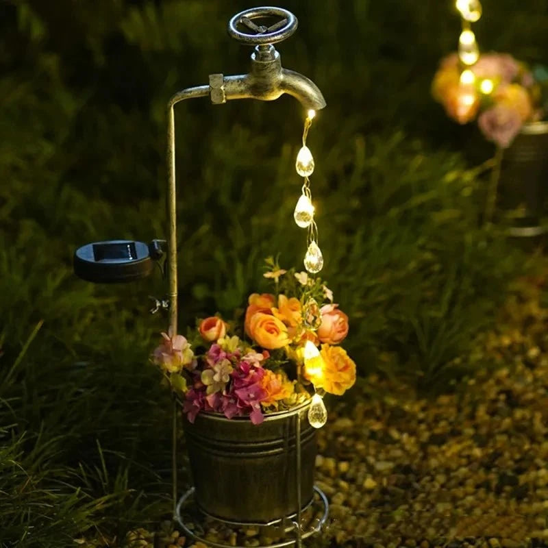 Shada Solar Watering Tap Lights Led Iron Planter Lantern Waterproof Yard Outdoor Garden Decoration Outdoor Landscape Stopcock Lamp