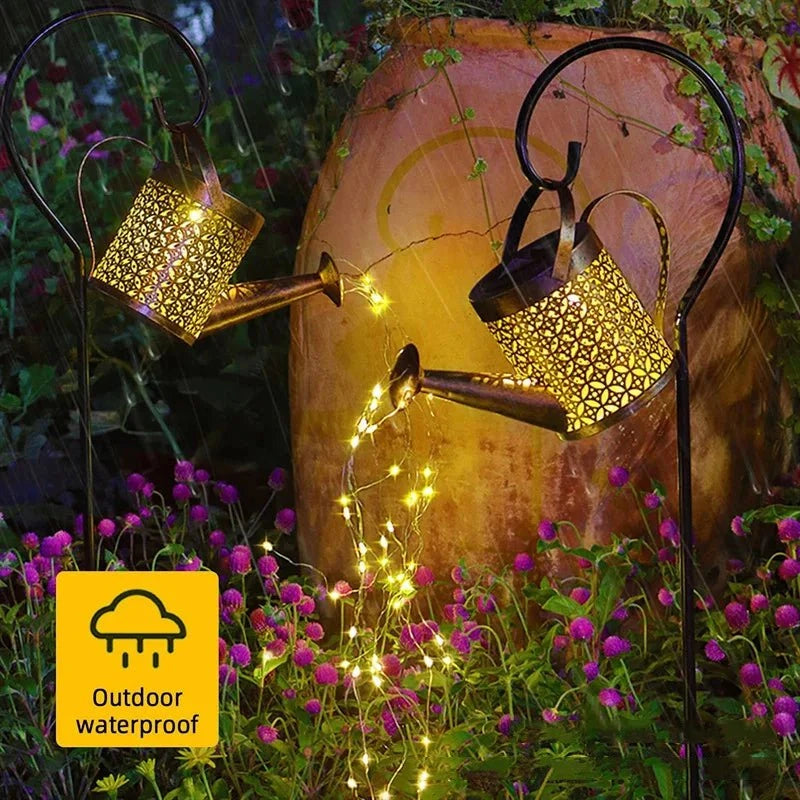 Shada Sprinkles and holder Solar Watering Tap Lights Led Iron Planter Lantern Waterproof Yard Outdoor Garden Decoration Outdoor Landscape Stopcock Lamp