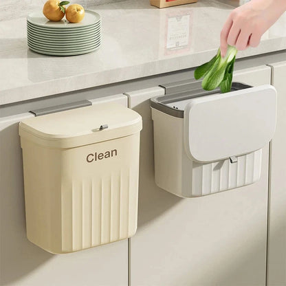 Shada Wall-Mounted Kitchen Trash Can With Lid, 8.5L/12L Hanging Garbage Bin For Cabinet, Compost, Space-Saving