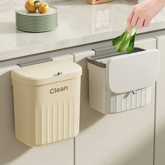 Shada Wall-Mounted Kitchen Trash Can With Lid, 8.5L/12L Hanging Garbage Bin For Cabinet, Compost, Space-Saving