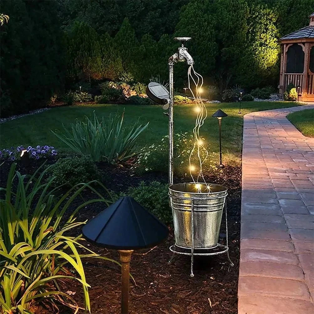 Shada Watering copper wir Solar Watering Tap Lights Led Iron Planter Lantern Waterproof Yard Outdoor Garden Decoration Outdoor Landscape Stopcock Lamp