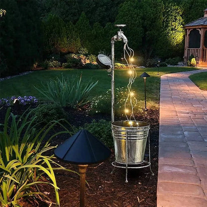 Shada Watering copper wir Solar Watering Tap Lights Led Iron Planter Lantern Waterproof Yard Outdoor Garden Decoration Outdoor Landscape Stopcock Lamp