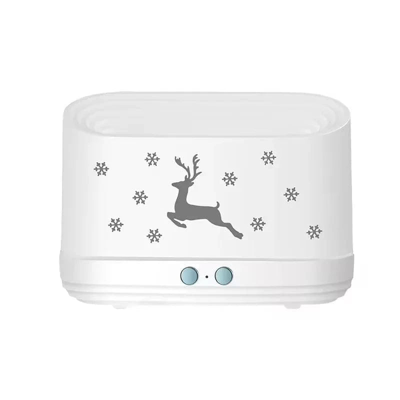 Shada White / 17x7cm New Style 2-in-1 Flame Humidifier Diffuser - Quiet, Adjustable Aroma, USB, Auto Shut-Off