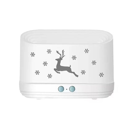 Shada White / 17x7cm New Style 2-in-1 Flame Humidifier Diffuser - Quiet, Adjustable Aroma, USB, Auto Shut-Off