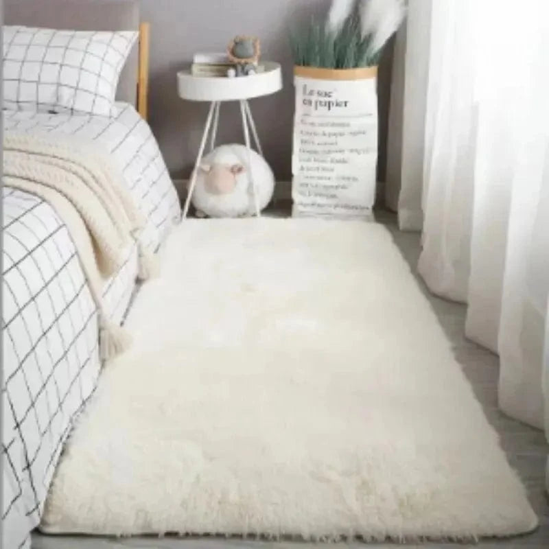 Shada White / 50x80cm VIKAMA Shaggy Area Rugs - Soft Plush Non-Slip, Machine Washable, Fade Resistant, Solid Design