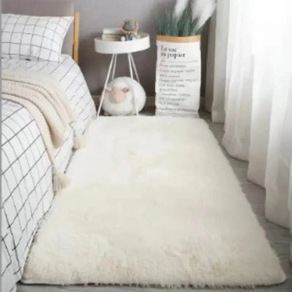 Shada White / 50x80cm VIKAMA Shaggy Area Rugs - Soft Plush Non-Slip, Machine Washable, Fade Resistant, Solid Design